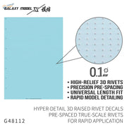 Light blue 3D-printed rivet decals with raised high-relief design for Galaxy Model