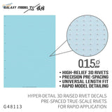 Light blue 3D-printed rivet decals with raised high-relief design for Galaxy Model