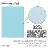 Light blue pre-spaced 3D-printed rivet decals for Galaxy Model detailing