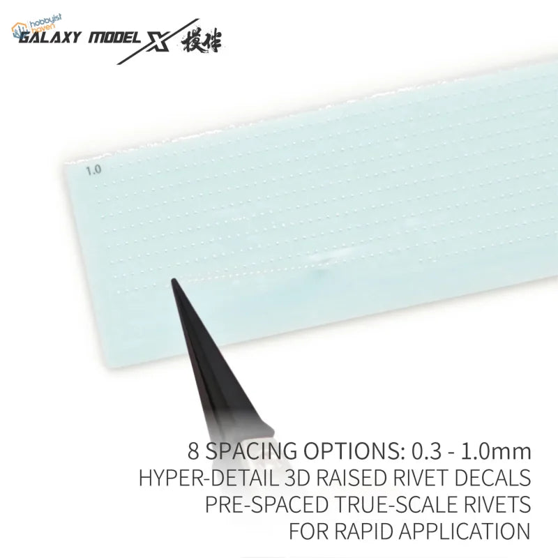 Galaxy Model light blue translucent 3D-printed rivet decals sheet