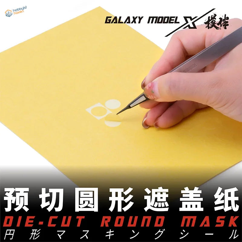 Yellow precision hobby mask circles for Galaxy Model Pre-cut Set