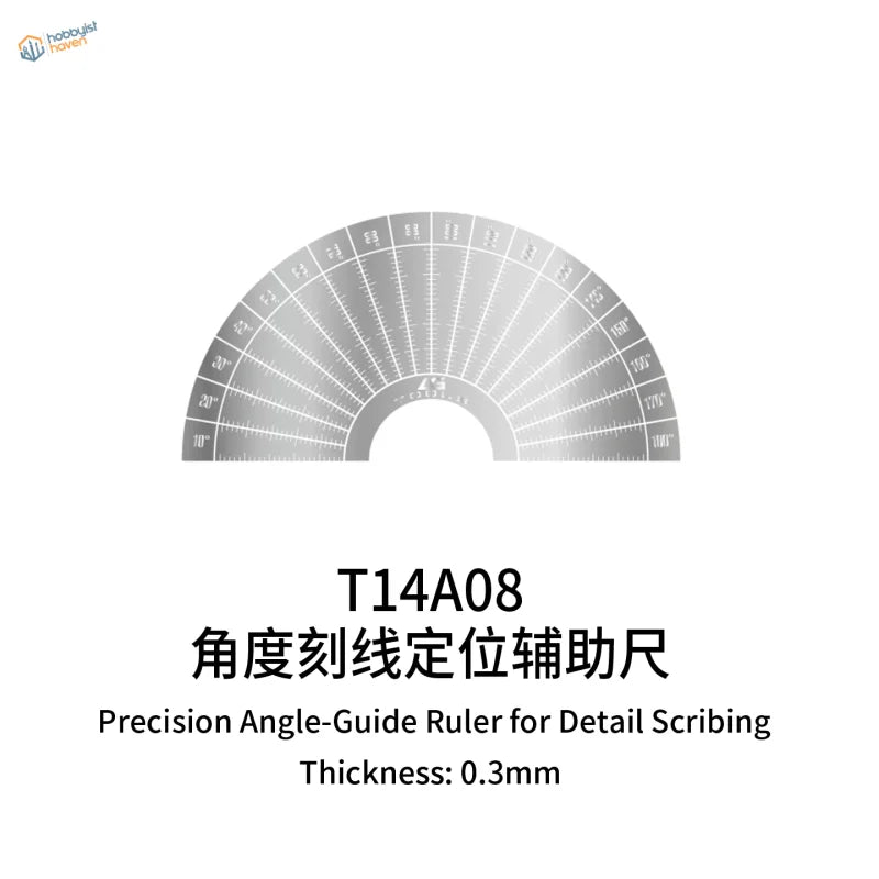 Galaxy model precision silver semi-circular angle-guide ruler with degree markings