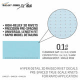 Light blue galaxy model single line 3d raised rivet decals with precise pre-spaced true-scale design for rapid detailing
