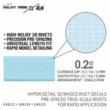 Galaxy Model single line light blue 3d raised rivet decals with precise pre-spaced high-relief design for rapid detailing