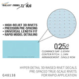 Light blue galaxy model single line 3d raised rivet decals with hyper-detail and precise pre-spaced true-scale design