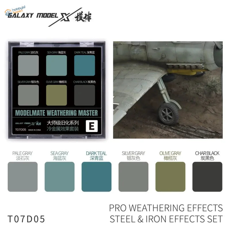 Galaxy Model T07D05 Pro weathering pigments steel iron effects set