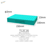 Galaxy models clip holding base with teal 150-hole grid