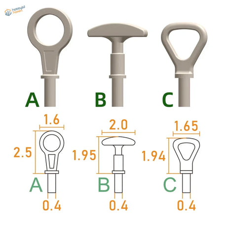 GN Model 3D-printed 1/24 oil dipstick handles A B C in beige plastic