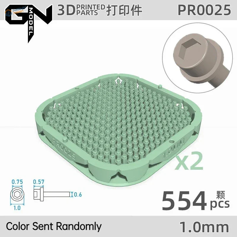 Light green 3D printed recessed hex flange rivets Lego baseplate
