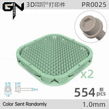 Light green 3D printed recessed hex flange rivets Lego baseplate