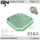 Light green 3D printed recessed hex flange rivets tray with 314 hex pegs