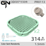 Light green 3D printed recessed hex flange rivets baseplate with 314 hex studs