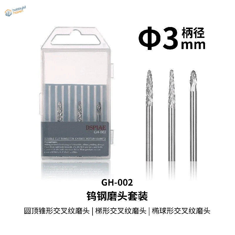 Set of 3 DSPIAE grinding heads for electric grinding pen, model GH-002