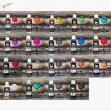 Full collection of nineteen 50ml transparent model paints with cured sample spheres
