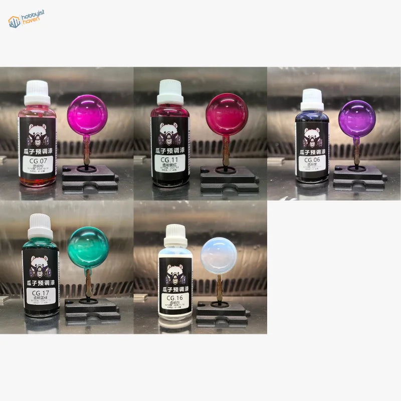 Gem and Clear Parts set of five transparent model paints in pink, magenta, purple, blue green and white