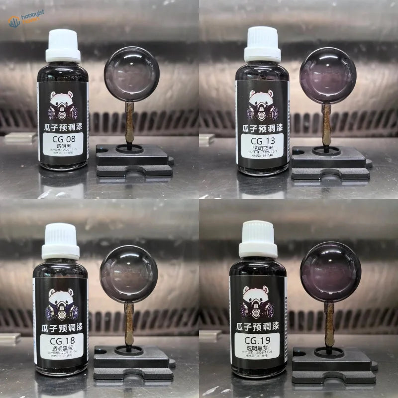 Smoke and Shadow set of four dark transparent model paints for tinted canopies and panel shading