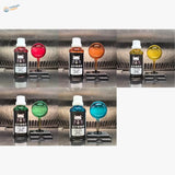 Spectrum set of five 50ml transparent model paints in red, orange, yellow, green and blue