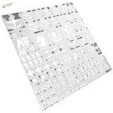 Gundam GM EFF white plastic stencil with stars, unicorns, numbers for scale modeling