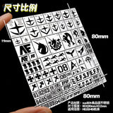 Gundam GM EFF number and icon metal stencil for scale modeling tools
