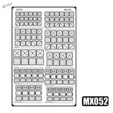 MX052 fret: square and rectangular etched detail panels in graduated sizes
