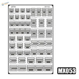 MX053 fret: elongated slots and rounded panels, 5 x 0.5 mm up to 10 x 1.5 mm