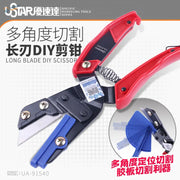 Red black handheld angle cutting pliers with blue guide for foam board
