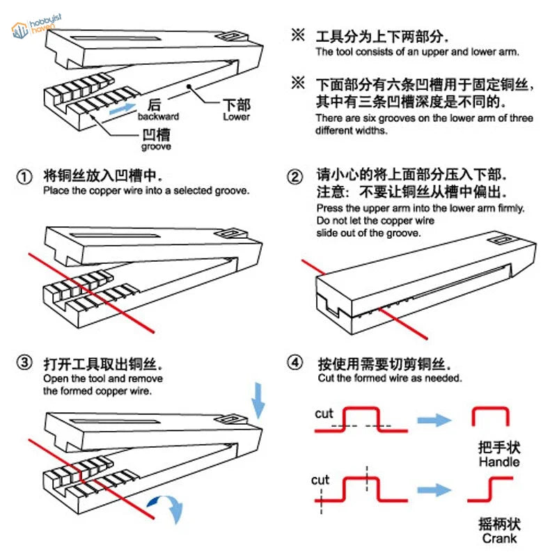 Handle making tool with adjustable copper wire grooves