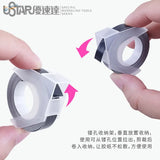 Hard-edge scribing tape on clear plastic spool for vertical storage