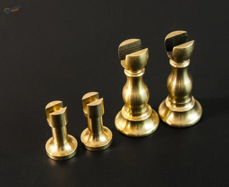 Golden CNC brass chess piece stand with polished finish, HARVEY 18470