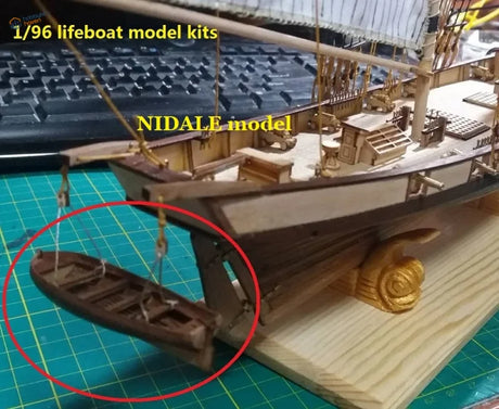 Detailed 1/96 scale wooden Harvey 18470 lifeboat model for scale modeling
