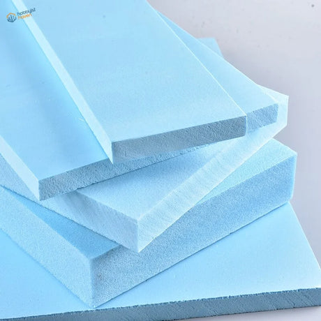 High density foam boards: neat stack of light blue sheets for hot wire model building