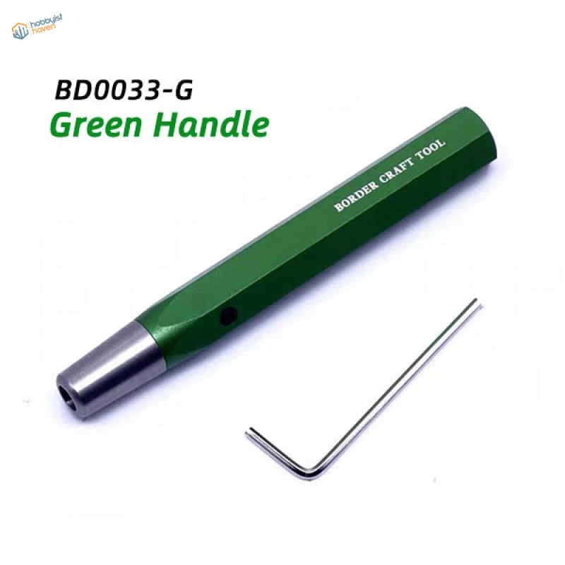 Carbide scribing knife with green handle and metal tip