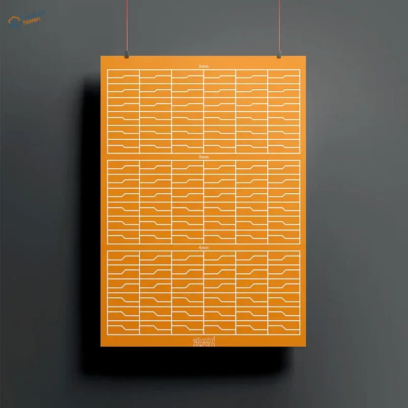 High-precision pre-cut scribing tape with orange poster, white panel lines grid