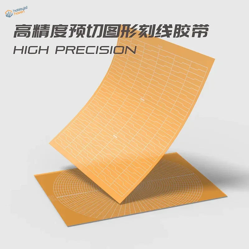 High precision orange pre-cut scribing tape with grid pattern for panel lines