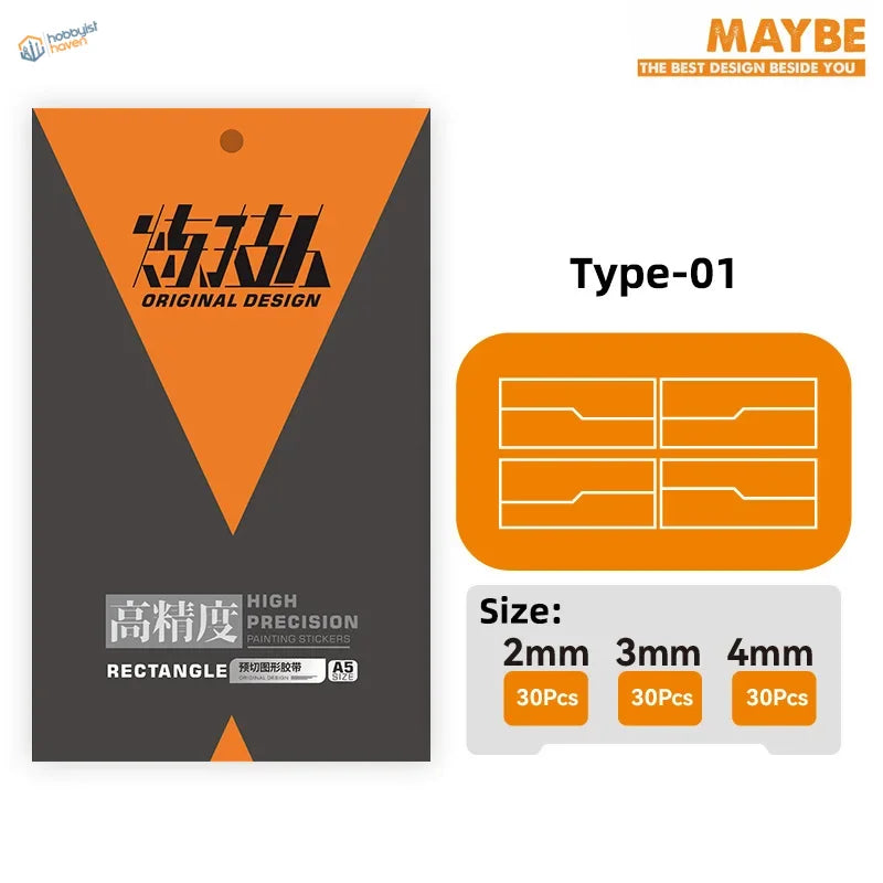 High precision pre-cut scribing tape with orange black geometric panel lines