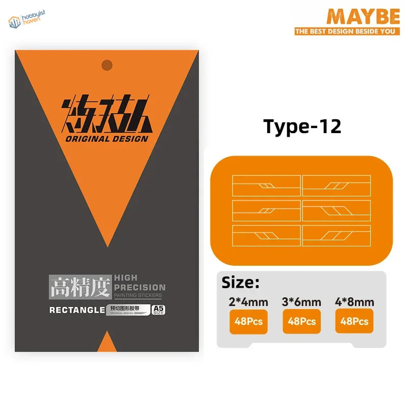High precision pre-cut scribing tape in orange black triangular packaging