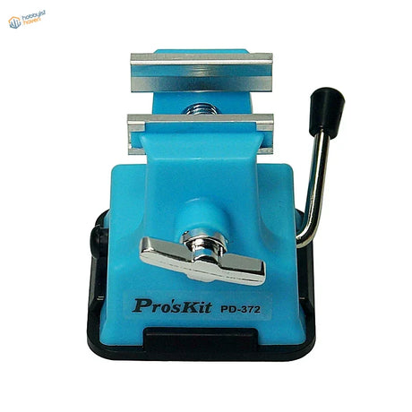 Bright blue Proskit PD-372 high-quality table mini-vise with chrome jaws