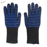 Blue and black high temperature resistance gloves with silicone grip