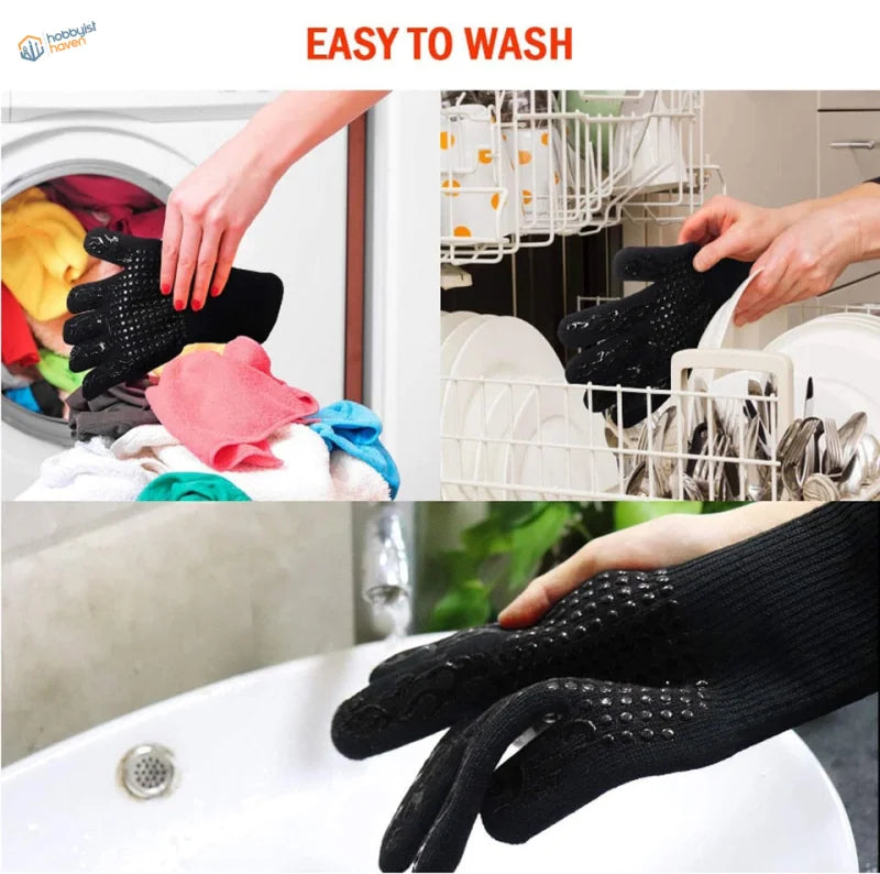 High temperature resistance gloves with black silicone grip dots