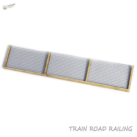 HO 1:87 scale railroad train fence with gold-framed silver mesh railing