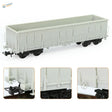 Gray plastic ho scale 1:87 gondola wagon with black wheels and detailed coupling mechanisms for model building tools