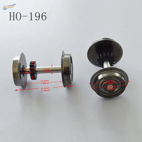 HO scale 1:87 metallic silver train wheel with black gear markings