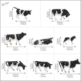 HO scale livestock farmers: black and white plastic cow figurines