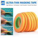 Hobby design ultra-thin bright orange masking tape rolls with green core in 1mm 2mm 3mm for precision hobby tools
