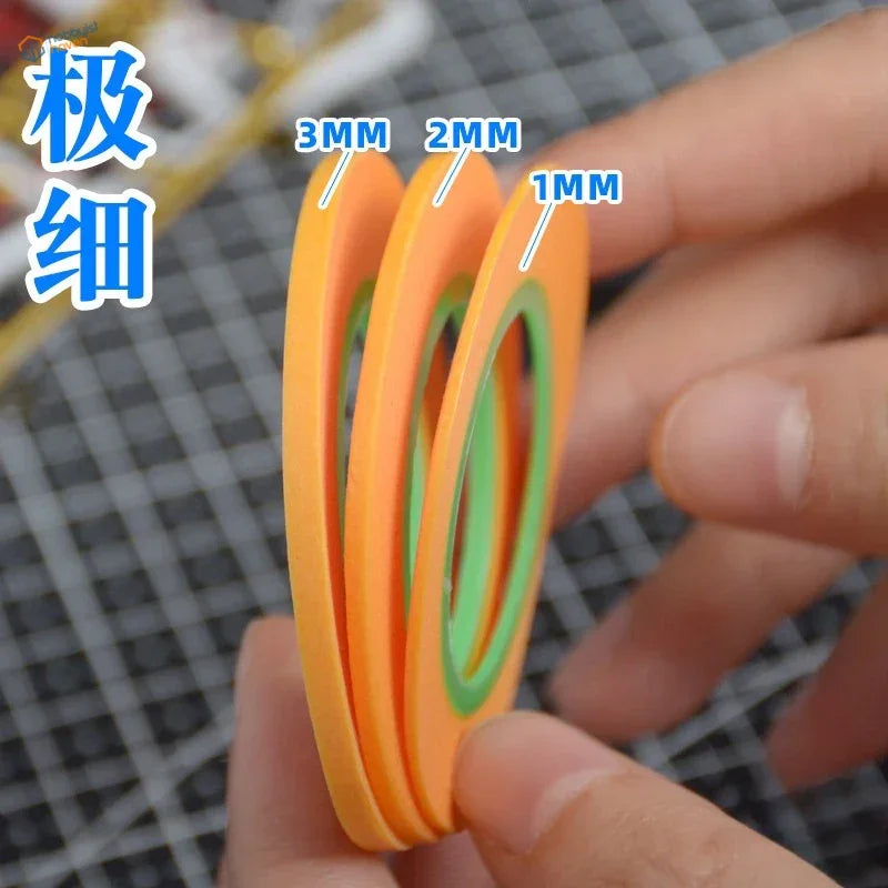 Hobby design ultra thin orange and green masking tape rolls in 1mm 2mm and 3mm for precision hobby tools and scale modeling tools