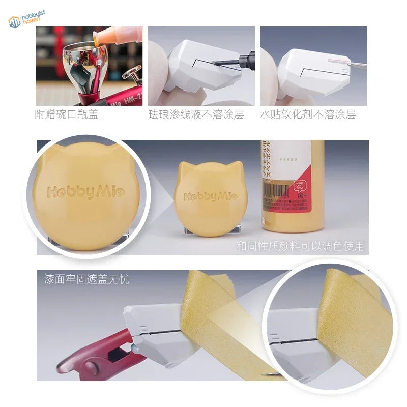 Yellow cat-shaped hobbymio model craft foam piece painted with metallic paint for precision hobby tools use