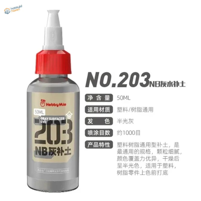 Gray 50ml plastic bottle of hobbymie nb gray surface evo primer for plastics and resins scale modeling tools