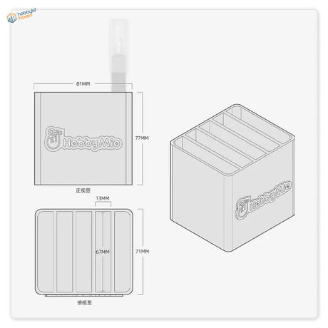 Hobbymio mini tool storage box with sleek rectangular card organizer and multiple slots for scale modeling tools