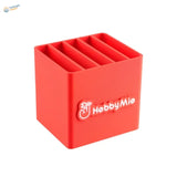Red silicone Hobby Mio mini tool storage box with five vertical slots for scale modeling tools and model building tools