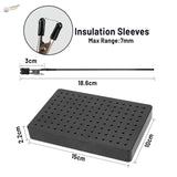Black rectangular insulation mat with magnetic alligator clips